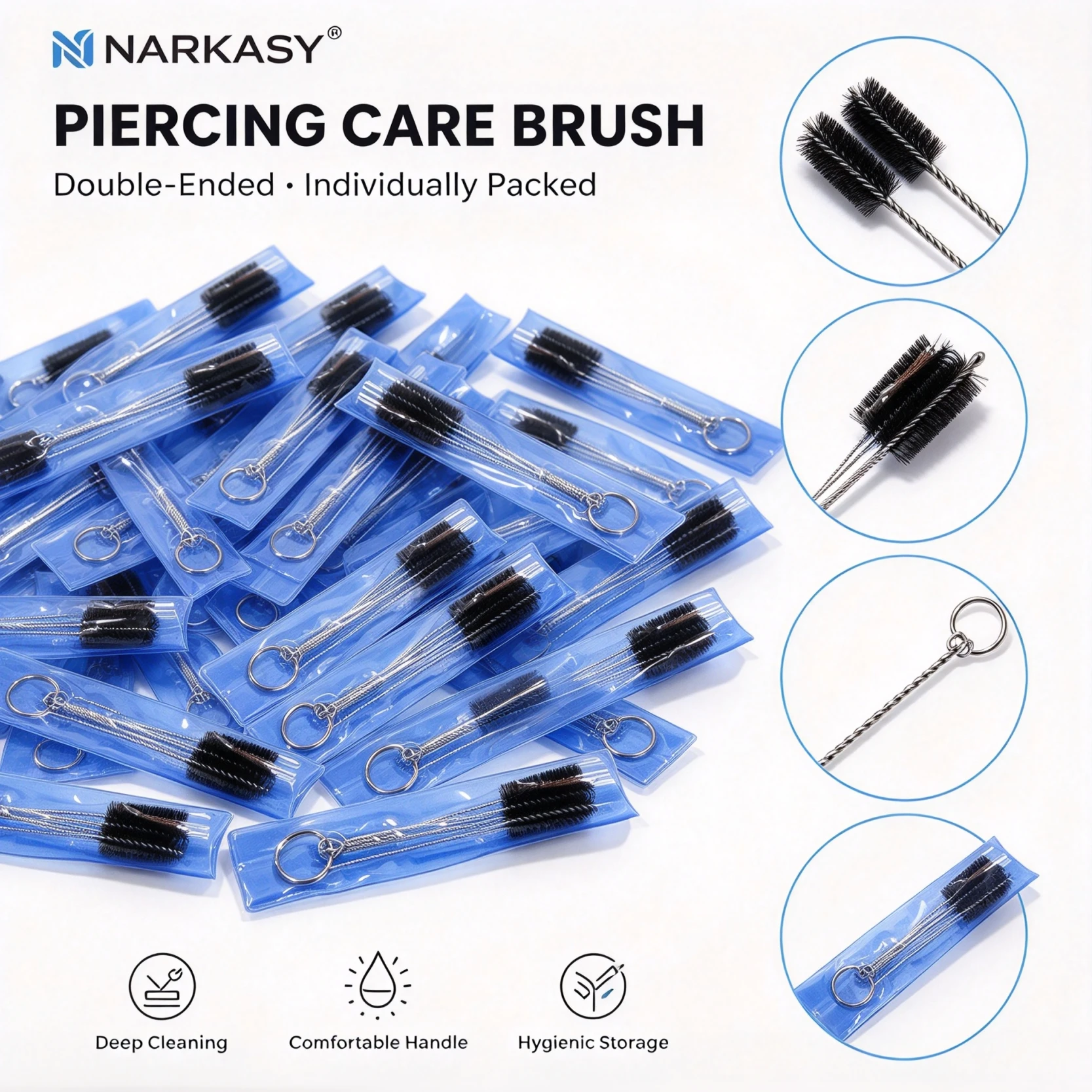 NARKASY Bottle Cleaning Brushe Kitchen Nylon Multifunction Clean Brush Set Tattoo Equipment Pipeline Cleaning Tools 30/15/6/3PCS