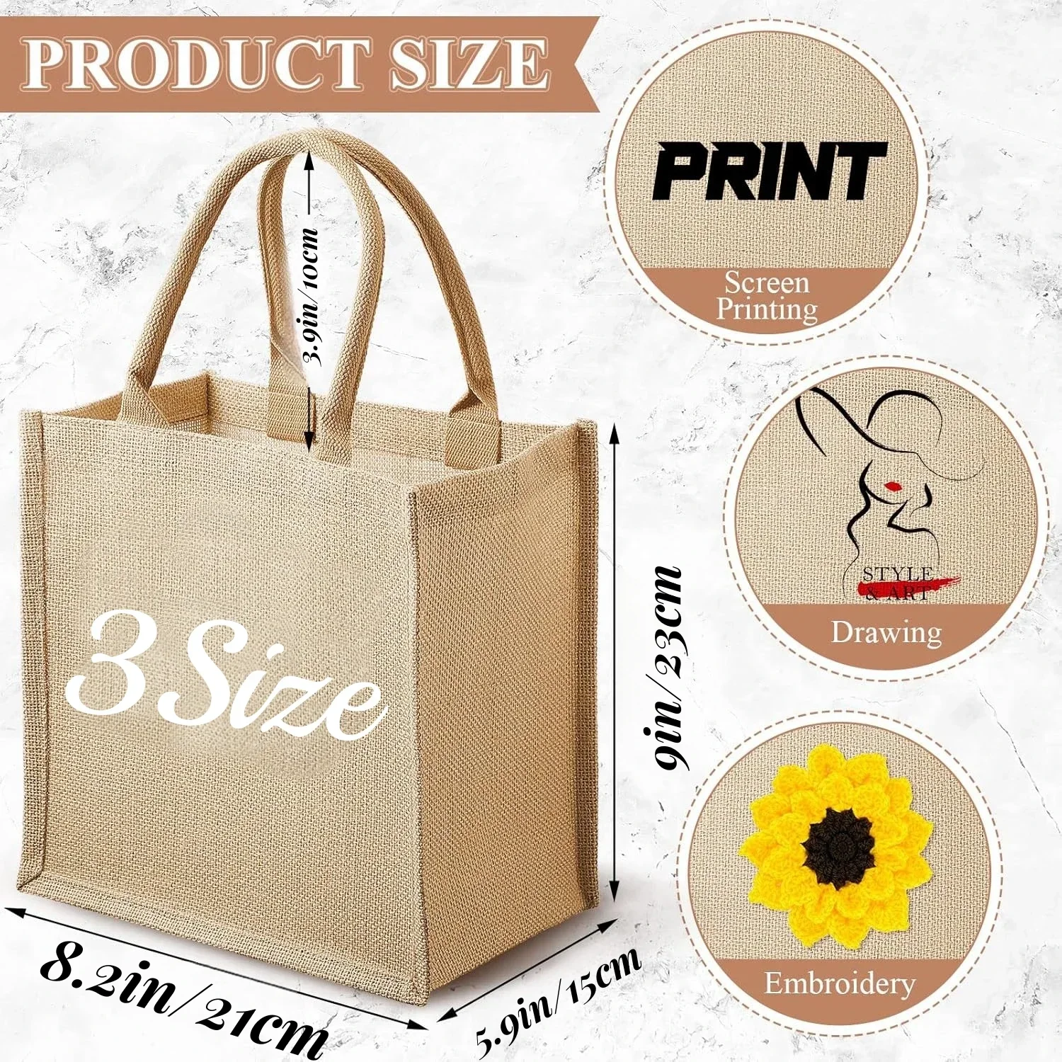 6-20 Stuks Jute Tote Bags DIY Jute Zakken met Handvatten Lege Jute Tote Bruidsmeisje Gift Bags voor Bruiloft vrijgezellenfeest