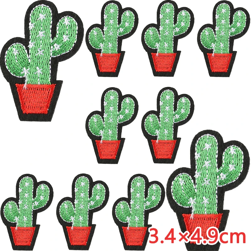 10 Stück viel grüne Pflanze im Freien Eisen auf Patches für Kleidung gestickte Naszywka Aufkleber Groß packung nähen kleine DIY Jacke Parches – Detail 5