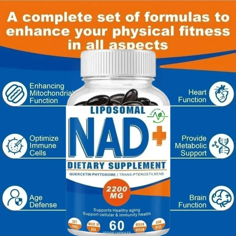

Liposomal NAD+ Добавка для мужчин и женщин, повышение сотовой энергии, антивозрастная, 60 капсул в бутылку