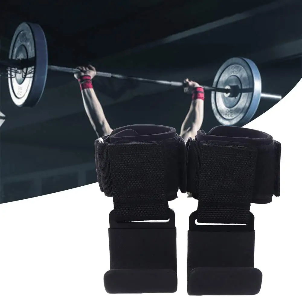 1 par de correas de elevación tipo gancho de dominadas, gancho de agarre de levantamiento de pesas ajustable, protector de muñeca de energía auxiliar estable antideslizante