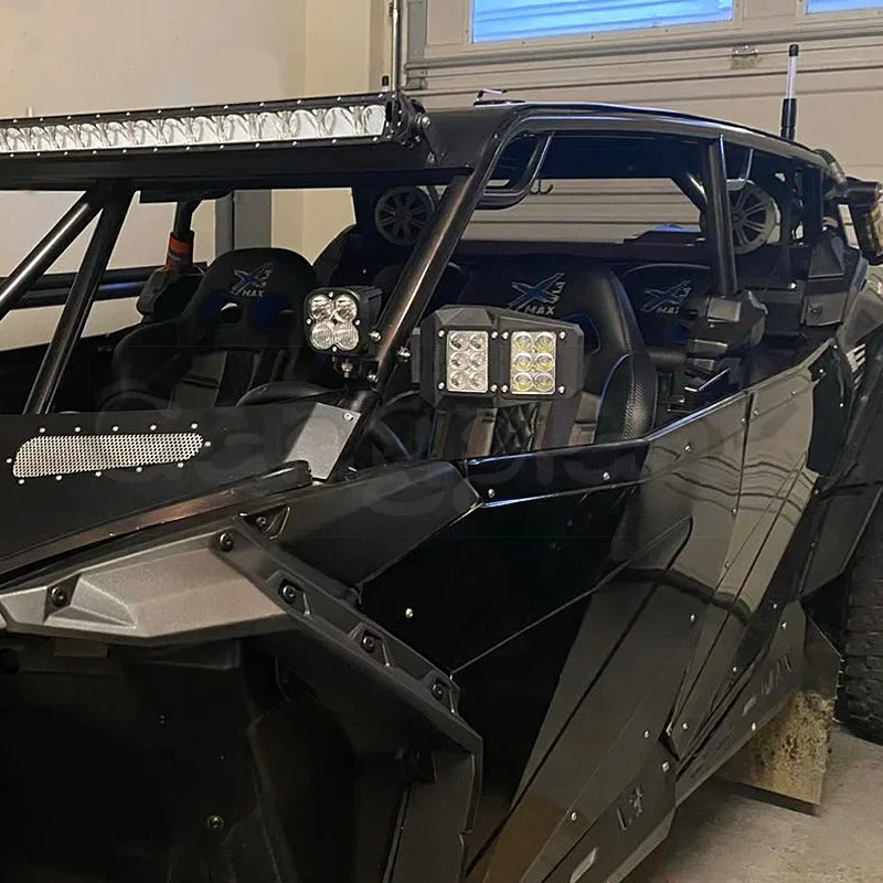 Espelho refletor com luz retrovisor, moldura de três cores, veículo todo o terreno, UTV e ATV, conjunto combinado, 1,75 polegadas, 2 polegadas