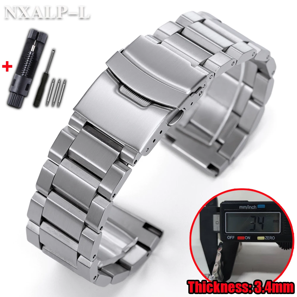 

Роскошный ремешок для часов из твердой нержавеющей стали для браслета Seiko, складная пряжка, металлический ремешок 18 мм, 19 мм, 20 мм, 21 мм, 22 мм, 23 мм, 24 мм, 25 мм