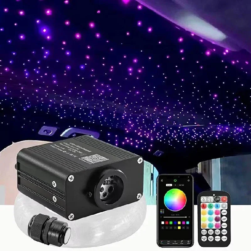 

Car Flashing RGBW Fiber Optic Starry Sky Ceiling Light Kit APP Voice Controlled LED Engine, Suitable For Car Ambient Lighting