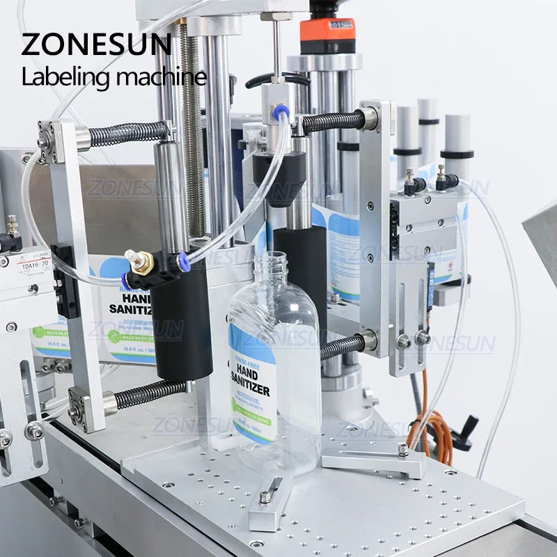 ZONESUN XL-T806 Semi Automatic Double-side Soap Laundry Liquid Paste PET Flat Bottle Labeling Machine with date printer