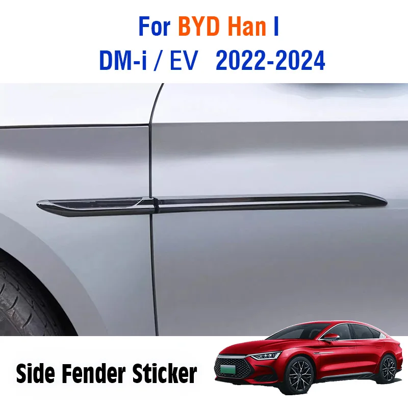 For BYD BYD Han DM-i dmi EV 2022 2023 2024 Door Leaf board blackened sequin body Side Fender decorative sticker patch