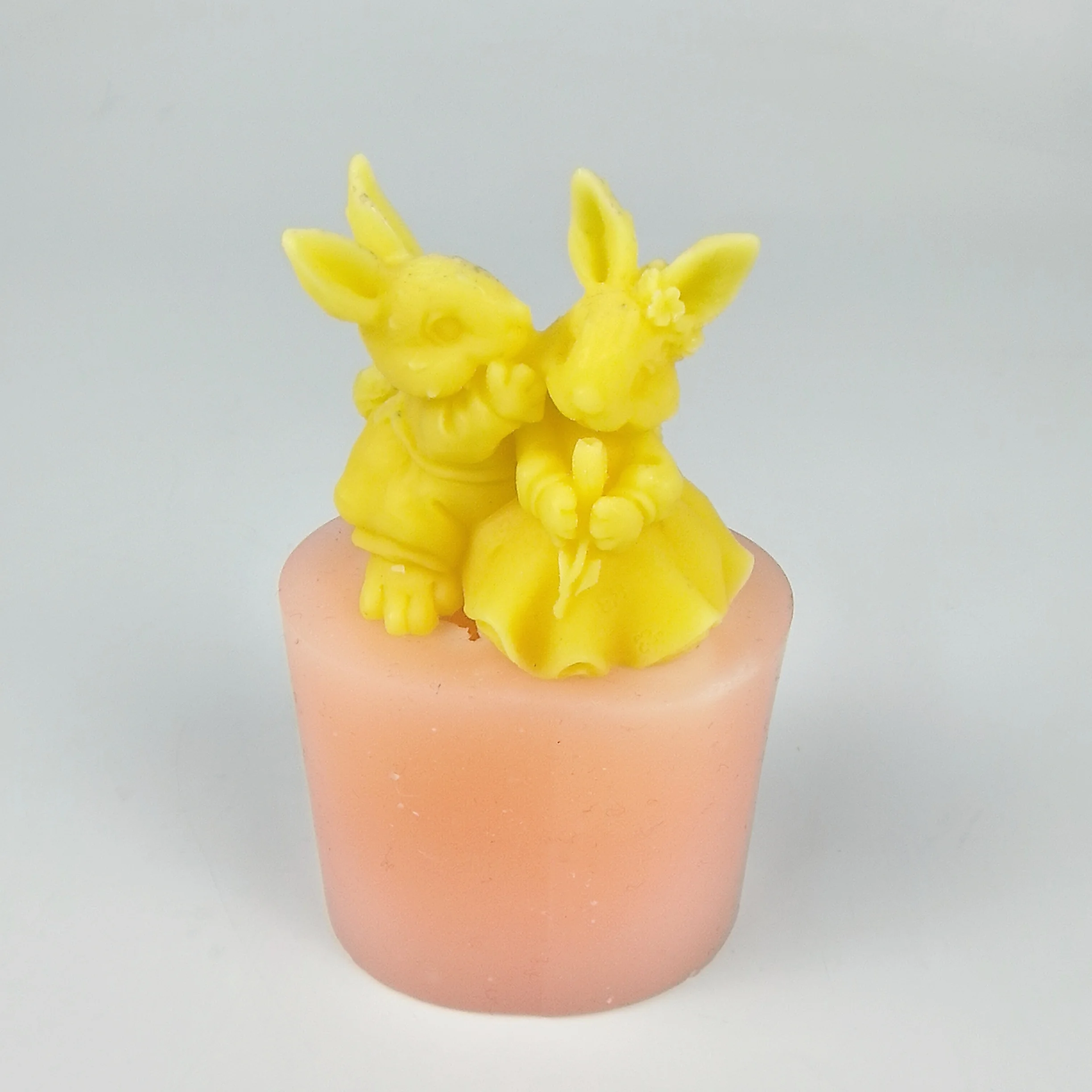 

3D Animals Mold Couple Rabbits Moulds Silicone Candle Soap Molds Clay Resin Cake Decor Wedding Birthday Candles Handmade DW0934