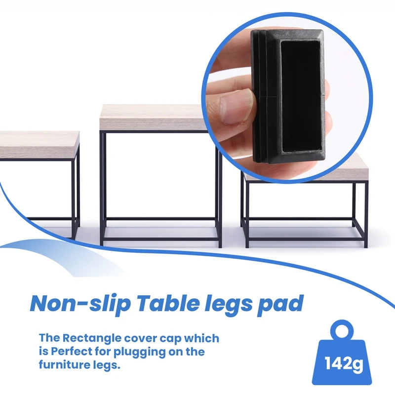 AA46 Sisipan Tutup Tabung Ujung Kosong Persegi Panjang Plastik 25X50Mm 30 Buah Hitam