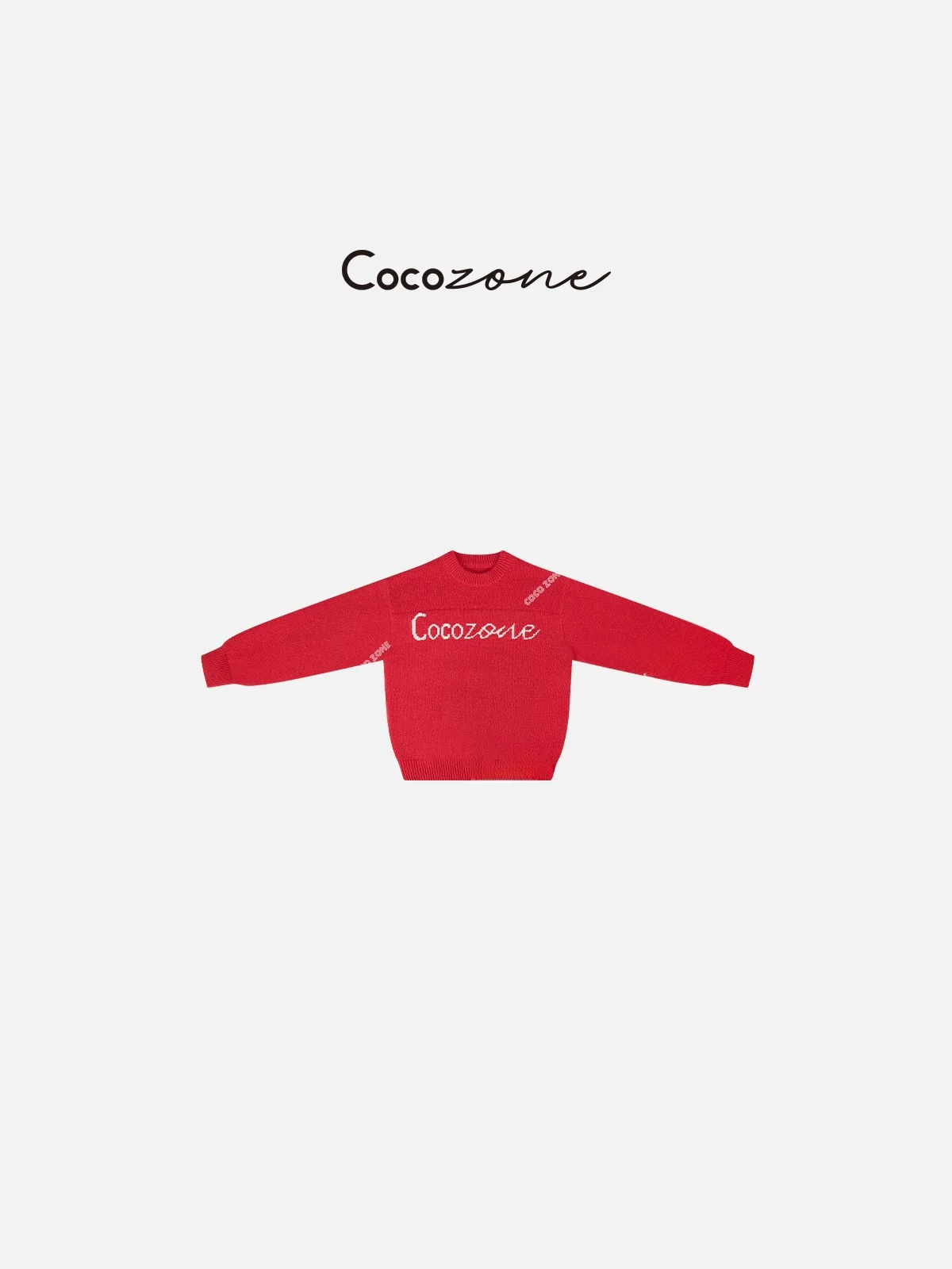 

Early Spring Children's Fashion Letter Embroidery Red round Neck Atmosphere Knitwear ZONE Liu Yiyi Knitted Sweater for Kids