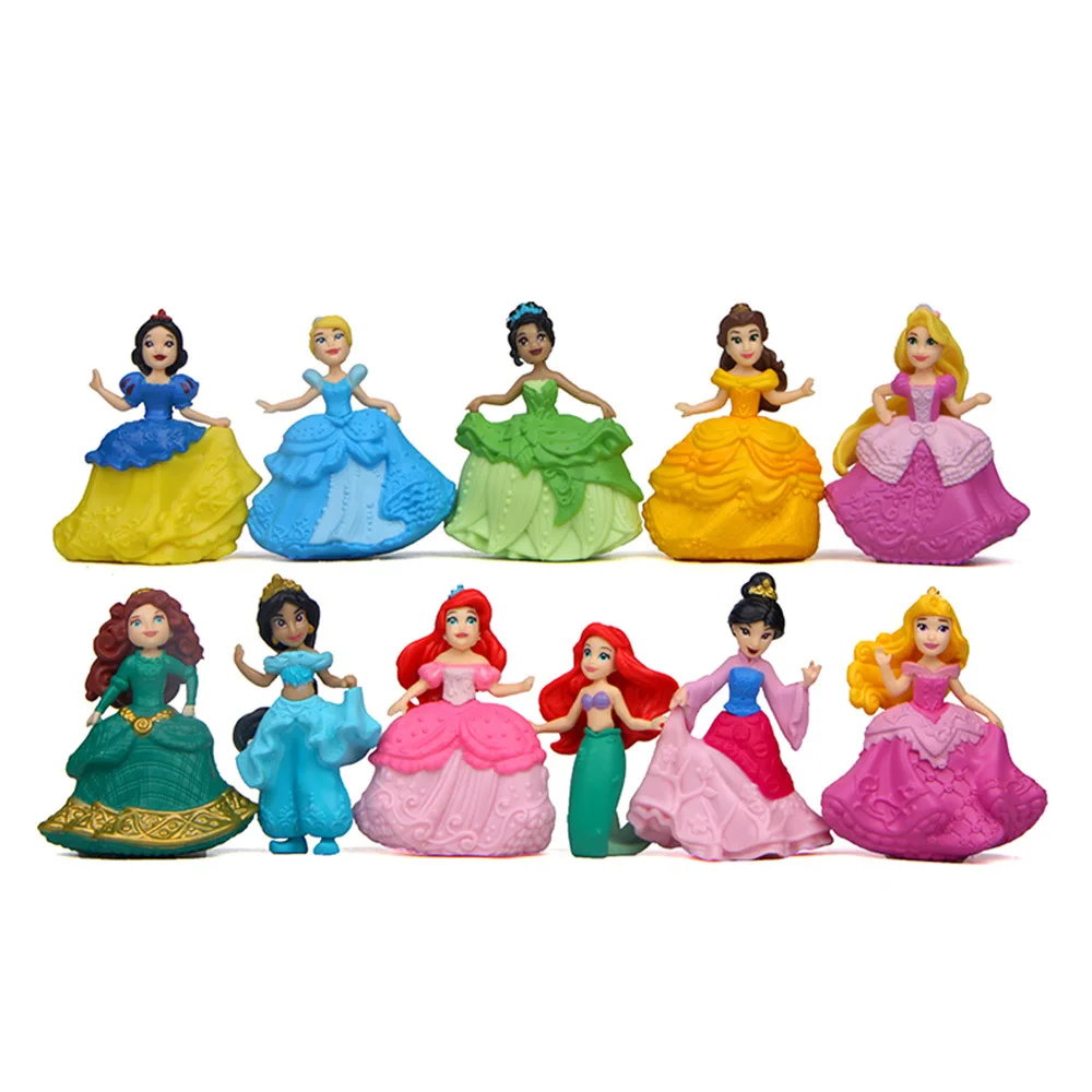 11 szt./a zestaw Disney Princess syrenka Sandyrilla śnieżnobiałe miniaturowe figurki na biurku mikro element dekoracji krajobrazu ozdoby dla lalek zabawki