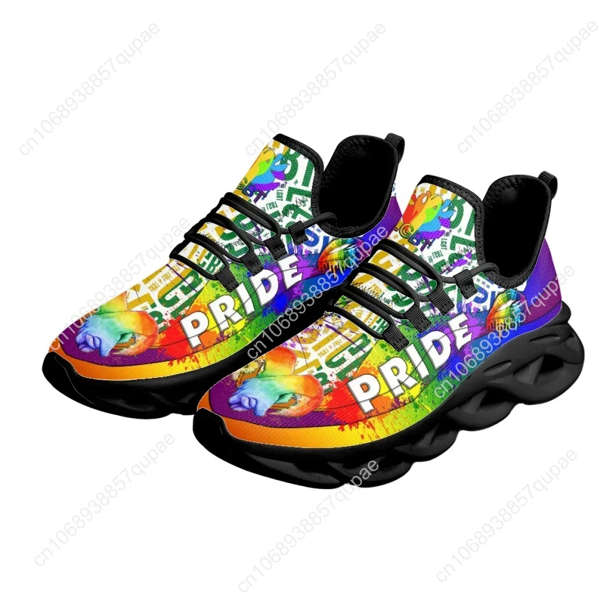 Colorful Pride LGBT Print Platform Flats Sneakers Shoes Men Women Sports Shoes Fashion High Quality DIY Sneaker Custom Made Shoe 3