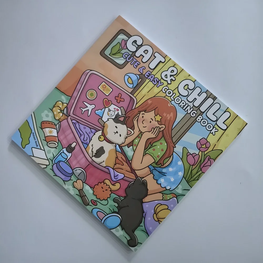 كتاب تلوين سهل لطيف للقطط والفتيات للبالغين، كتاب رسم لتخفيف التوتر، هدية مثالية للحفلات وأعياد الميلاد وعيد الميلاد