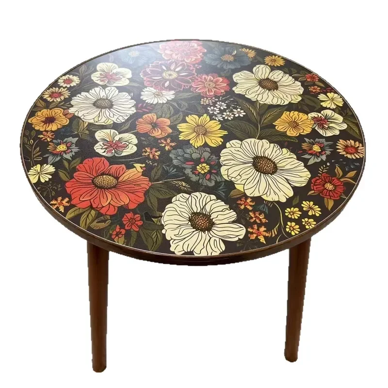 Nordic Mandala Round Side Table Small Coffee End Table for Living Room Bedroom Corner Sofa Bedside Cabinet