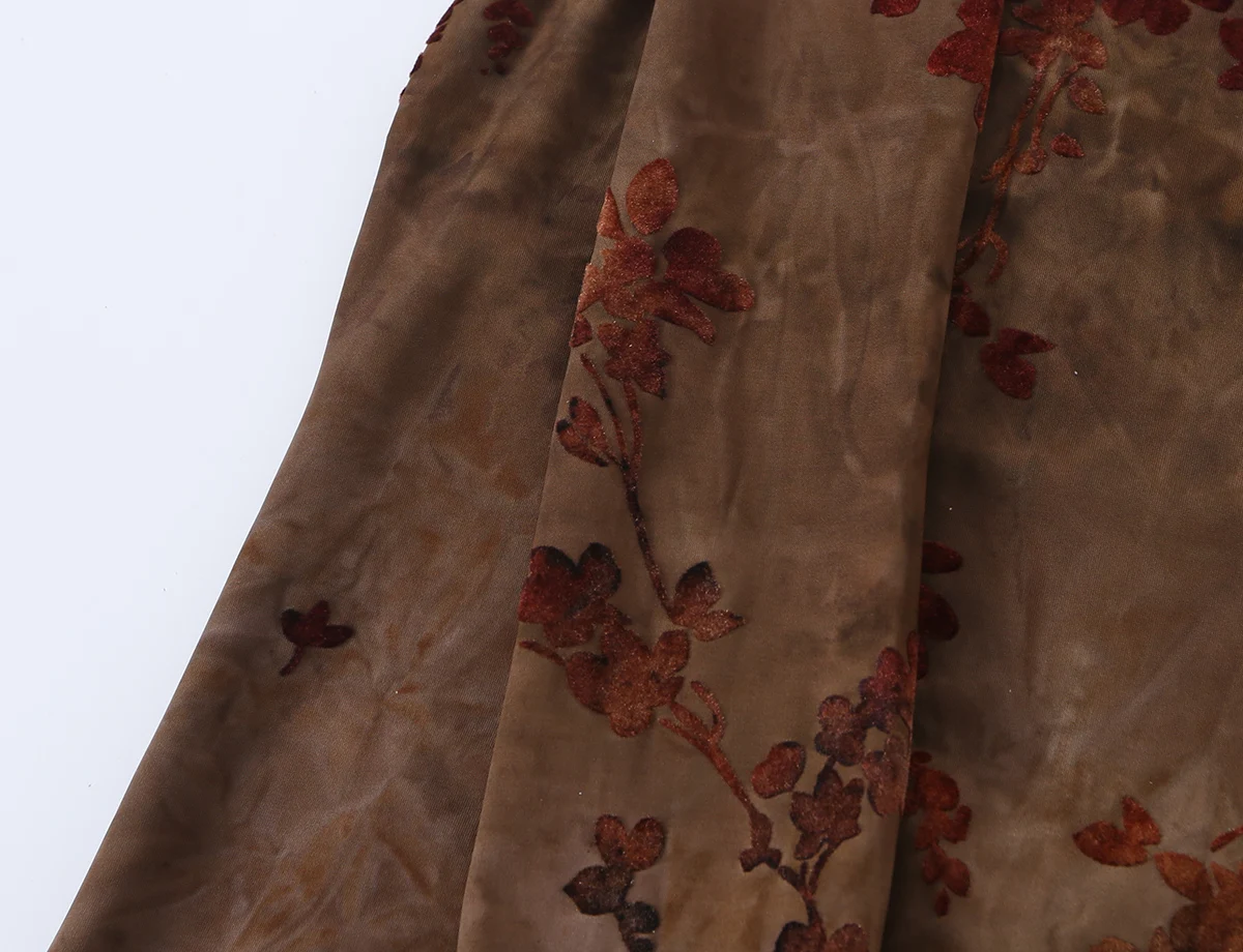 BSAY Herbst Chinesischer Stil Damen Vintage Neckholder-Maxikleid Schal-Band-Dekor Ärmellos Blumendruck Schlanke Passform Langes Kleid – Detail 12