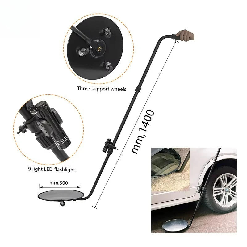 Portable telescopic inspection safety convex mirror handheld tool