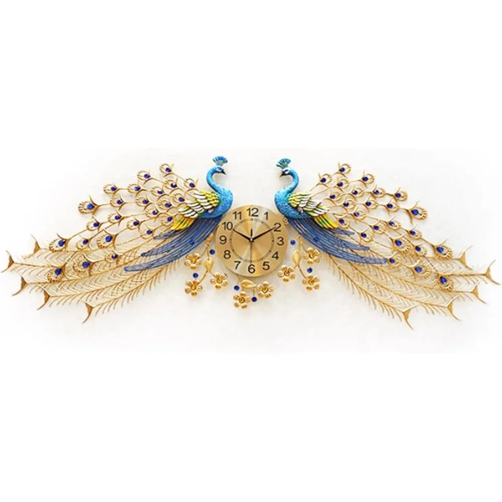 

Large Peacock Wall Clock Silent, 3D Creative Luxury Decorative Wall Clocks Battery Operated, Peacock Clock for Living Room Bedro