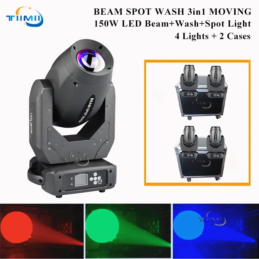 

2Cases 4LED150w 3in1 BEAM MOVING HEAD Light Party Show Wash Spot lightFor DJ Disco Stage Beam light Nightclub