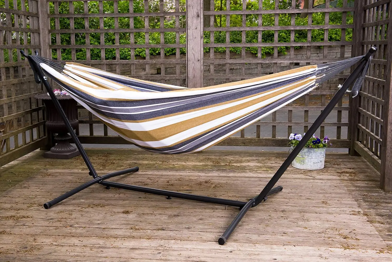 Double Cotton Hammock with Steel Stand & Polyester Strings 450lb Capacity Carry Bag Included, Customized