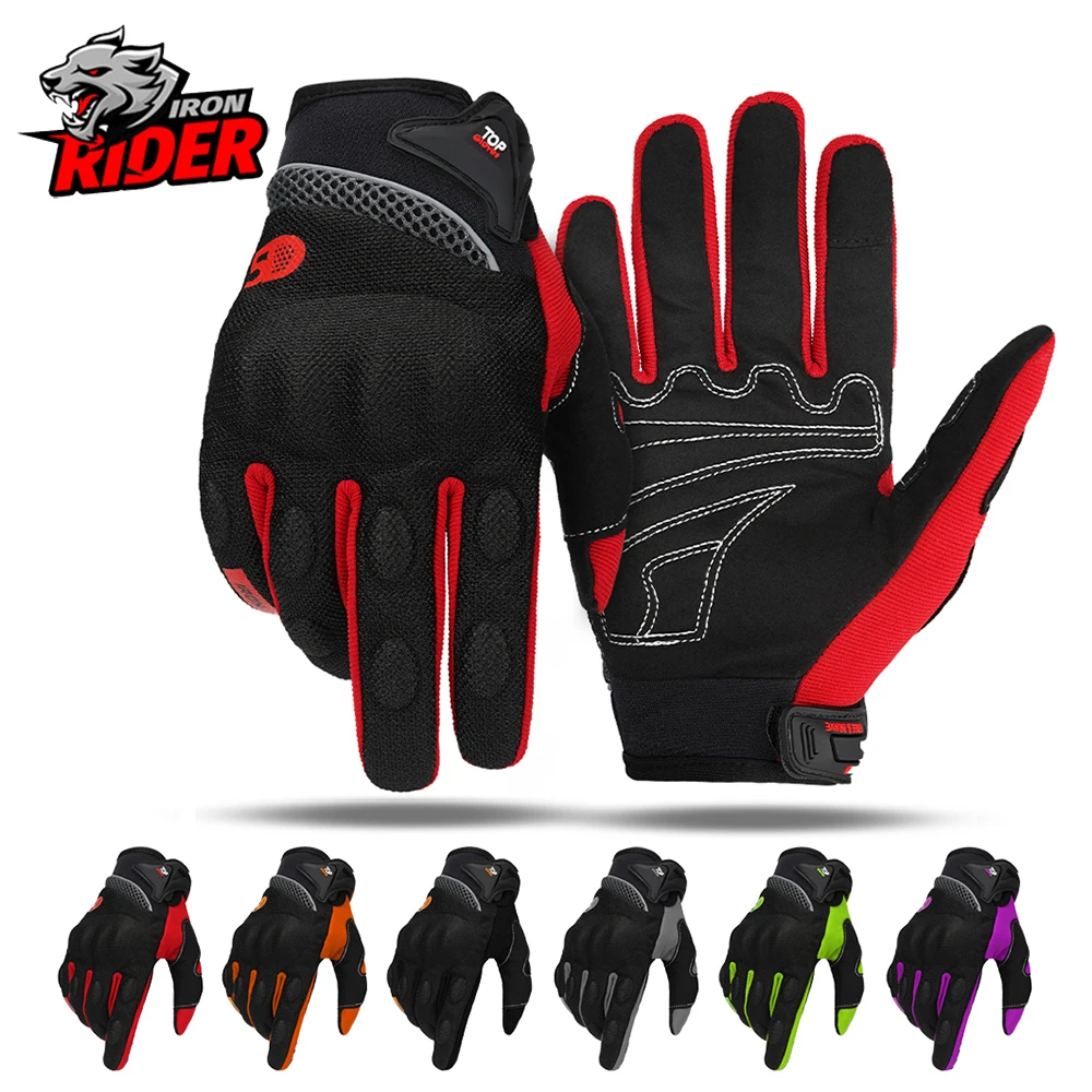 Summer Motocross Gloves Breathable Motorbike Riding Gloves Touch Screen Motorcycle Full Finger Protective Gloves Anti Slip M-2XL