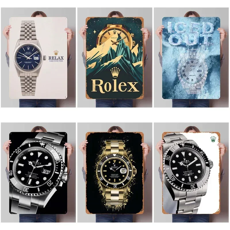 Rolexs Tinplate Sign Classic Watches Poster Retro Metal Sign Plaque for Wall Art Decoration Room Decor Men Home Decor Items Man