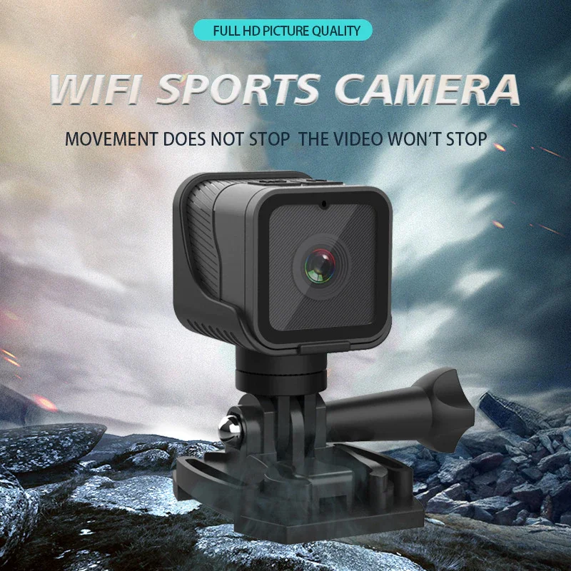 HD 1080P Action Camera WiFi 12MP Waterproof Underwater Helmet DV Action Camera Built-in Microphone Video Recording Webcam