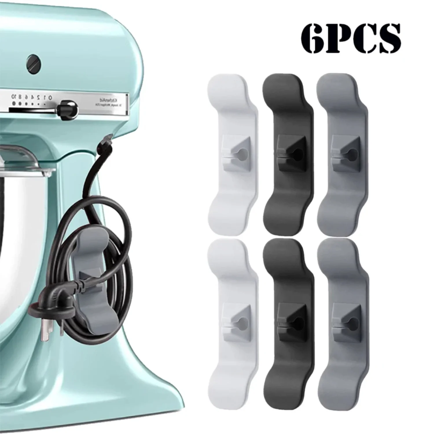 3/6pcs Cord Wrapper Organizer Clips Holder Wire Hider Cable Winder Management Wrap   Appliance Stand Blender Mixers