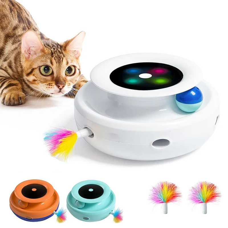 

Interactive Cat Toys 2 in 1 Smart Cat Toys Automatic Feather Fun Ball Cat Toy Dog Toys 5 Modes Electronic Pet Toy Cats Toy Balls