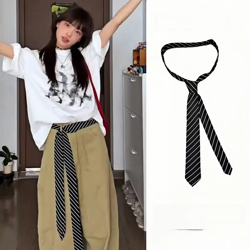 japanese-stripe-belt-women's-necktie-silk-scarf-denim-accessory-long-ribbon-waist-scarf-pants-waist-seal-digital-brand