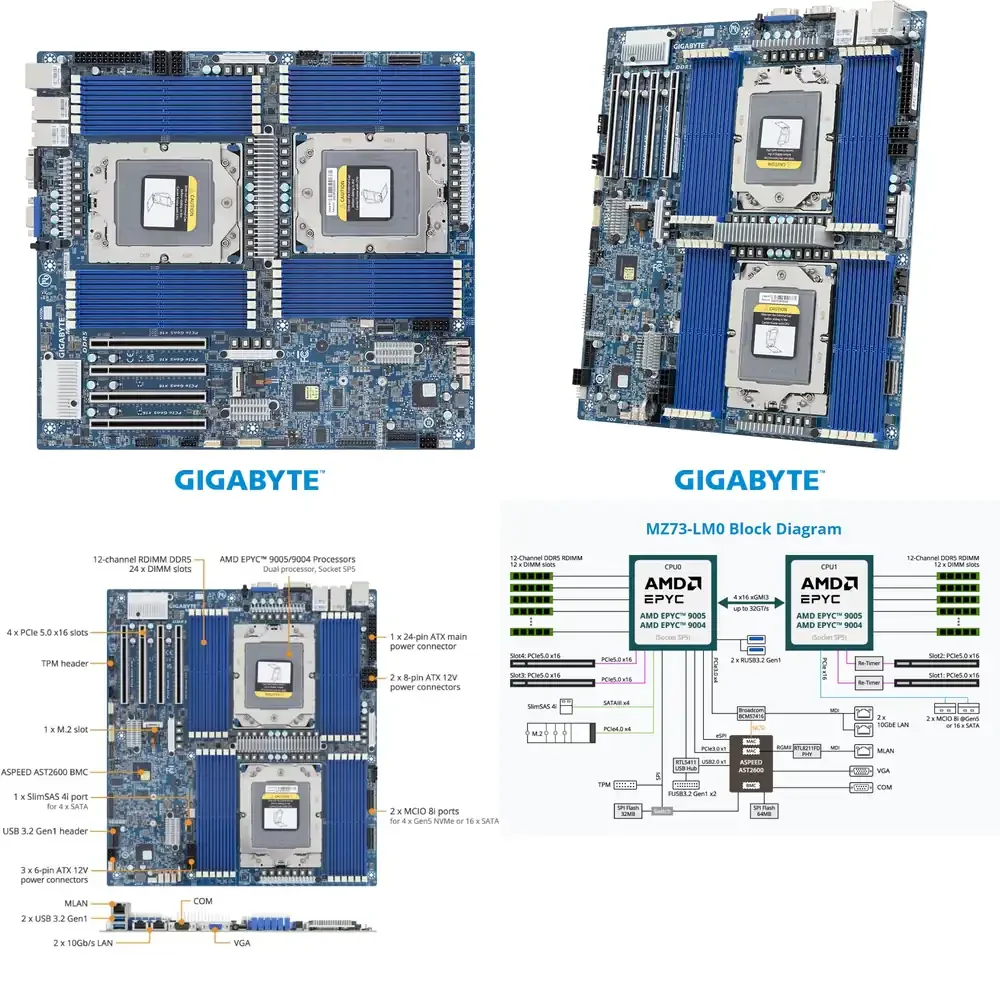 MZ73-LM1 MZ73-LM0 9004 DP Server Board for Xeon Scalable Processors Gen4 E-ATX Motherboard with Dual