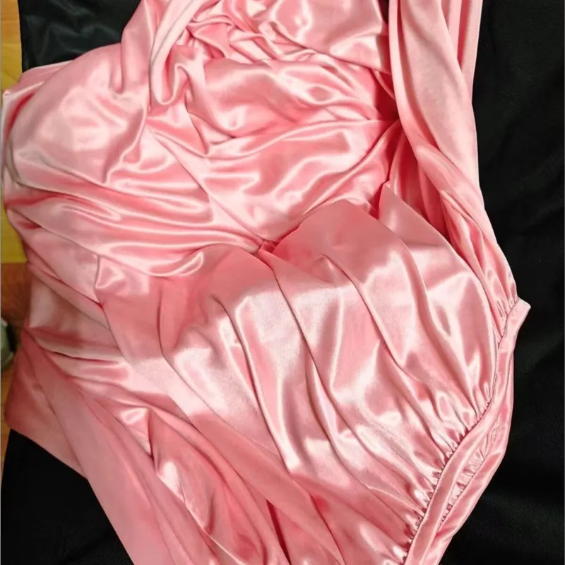 Glossy Ice Silk Night Robe With Belt Unisex Satin Long Dress Loose Maxi Dress Pullover Elegant Dresses Sleeping Wear Soft Silky