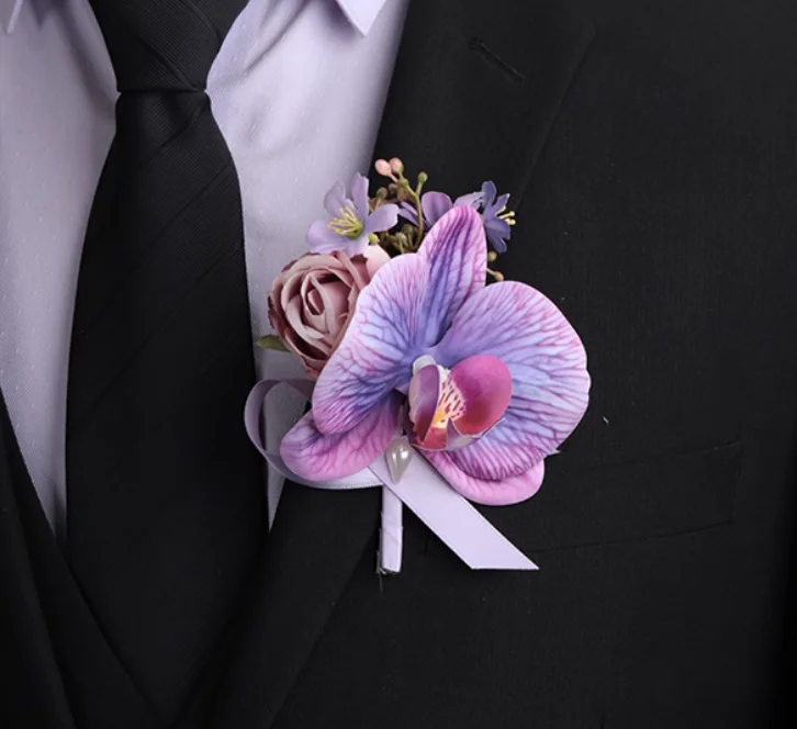 Simulation of Phalaenopsis corsage wedding bride and groom full family wedding lapel beautiful Mori bridesmaid wrist flower.