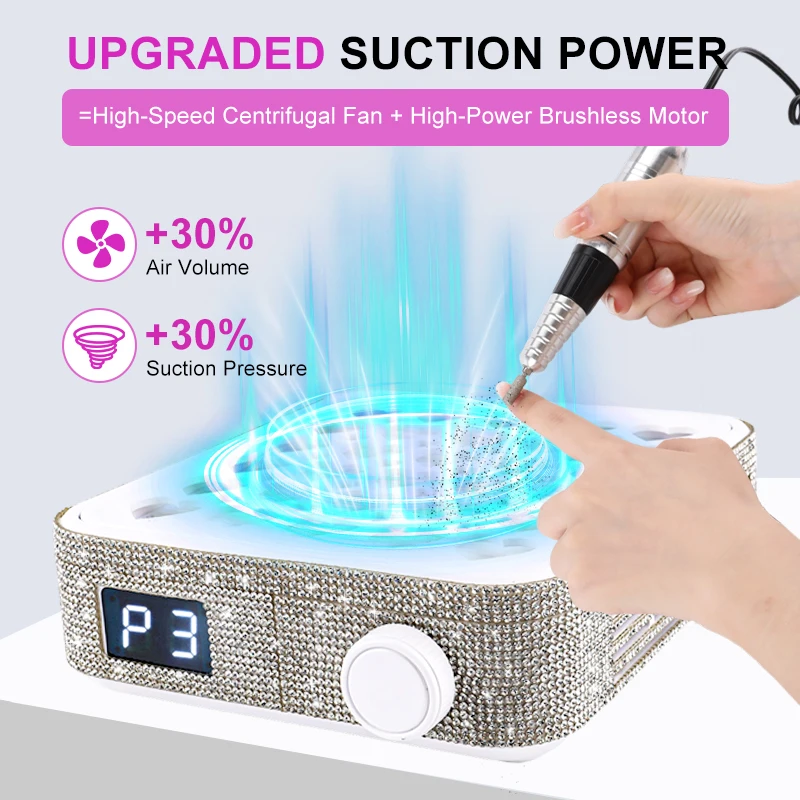 Nail Dust Collector, Compact Vacuum Fan Dust Collector for Beginner with Reusable Filter Powerful Dust Suction Machine Manicure