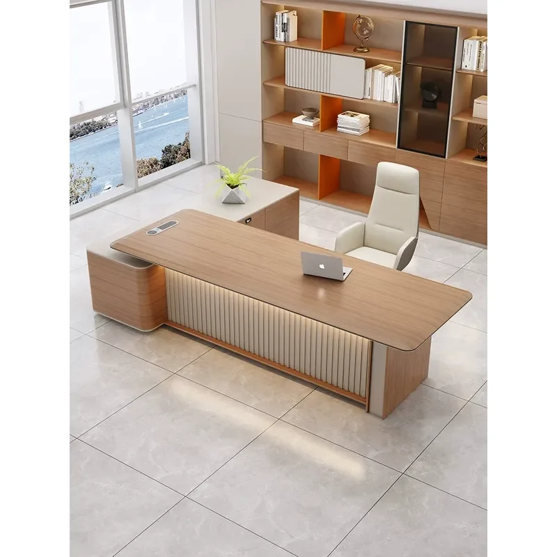 Modern Executive Office Desk and Chair Set High End Simple Luxury Business Manager Workstation with Comfortable Seating