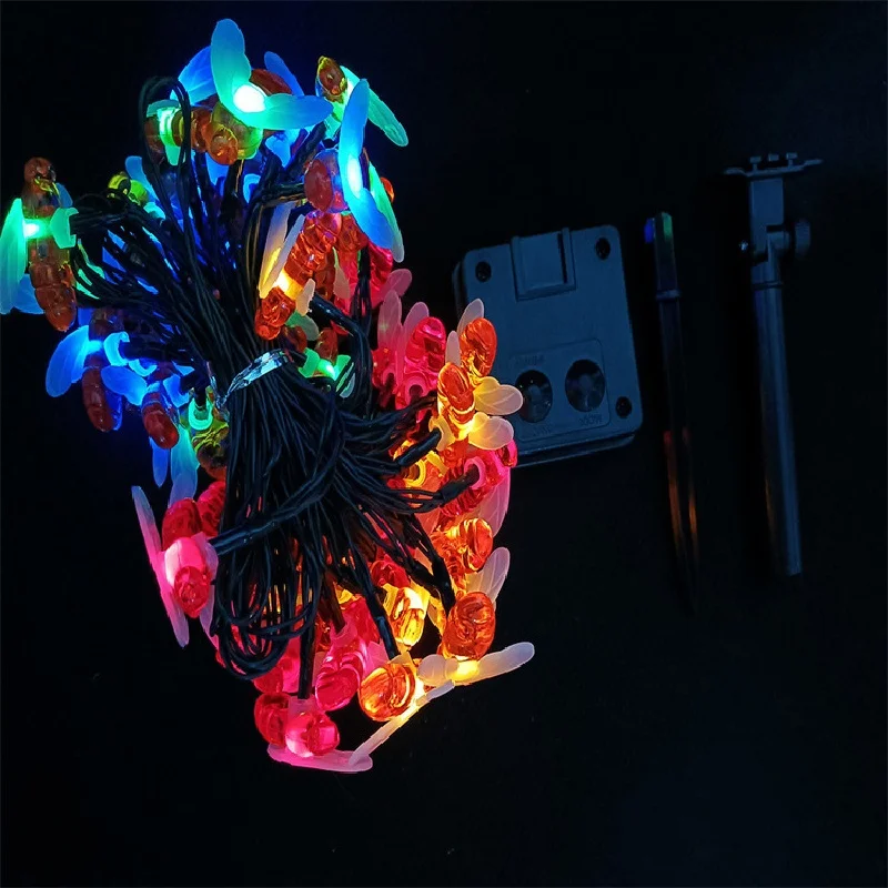 50 LED Solar Bee String Lights Outdoor Waterproof Honeybee Fairy with 8 Modes Bumble Bee Themed Outdoor Decorative Lighting
