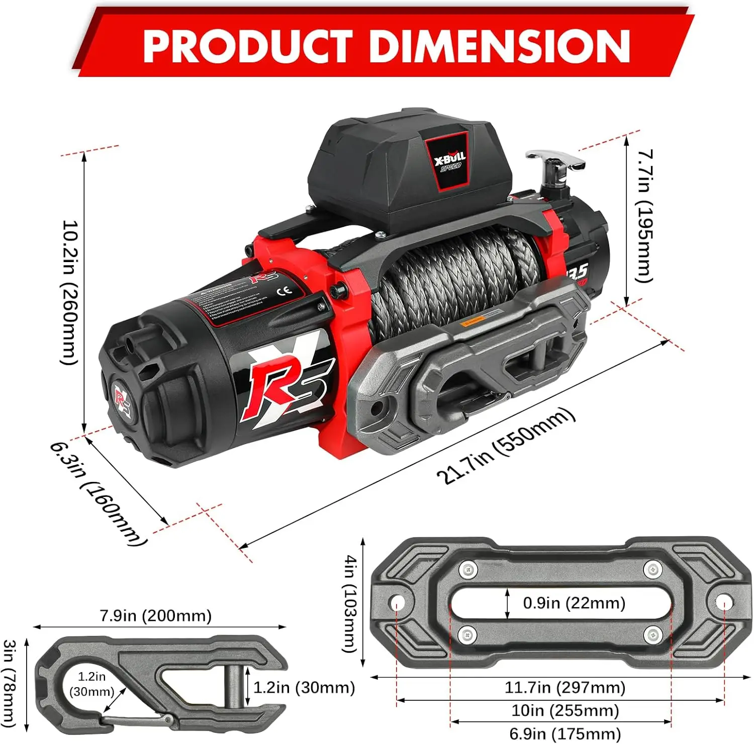 ปอนด์ เครื่องกว้านไฟฟ้าความจุโหลด - กําลังไฟ DC 12V สําหรับรถบรรทุกลากจูงออฟโรด รีโมทไร้สาย 2 ใน 1,13500 XRS