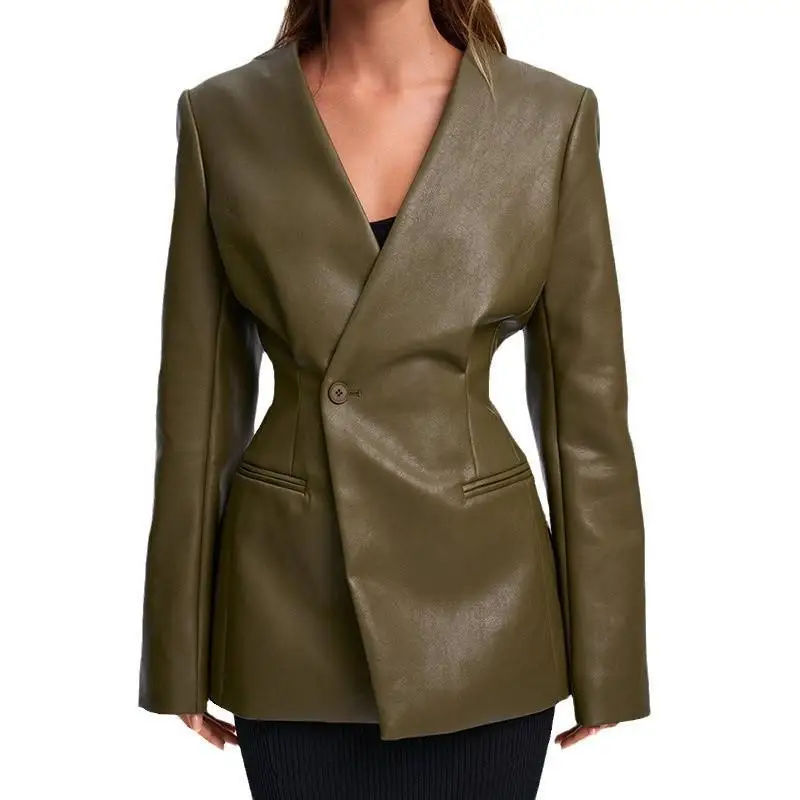 een Abito slim fit Jaet Cappotto in pelle Faion V-Ne da donna Autunno Inverno Sli Capispalla Briti Sle Long Sve