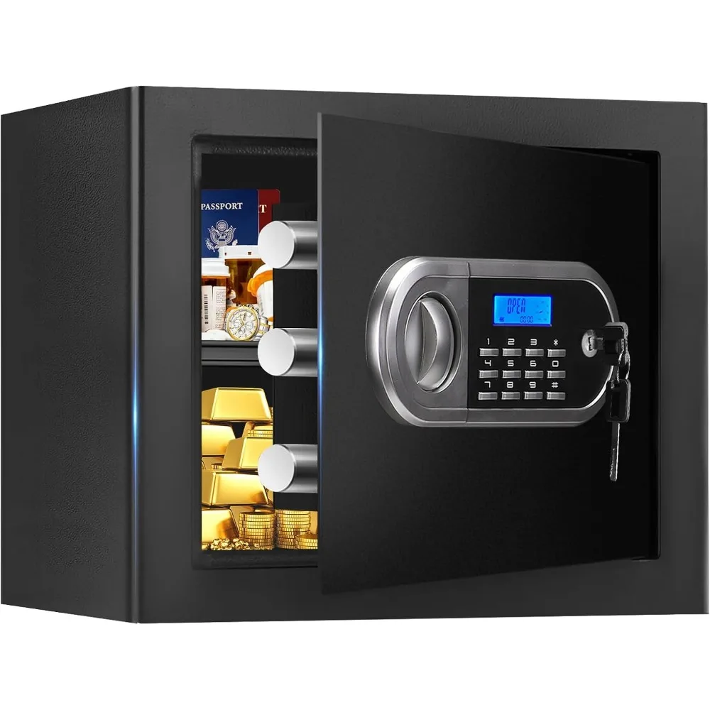 Compact 1.3 Cuft Fireproof Safe: Home Documents & Valuables Protection with Combination Lock, Waterproof, Removable Shelf