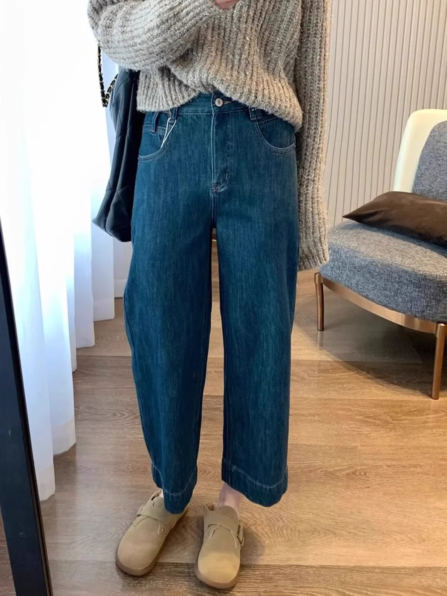 

Spring 2025 plus Size Women's Loose High Waist Straight Leg Jeans Wide Leg Denim Pants Slimming Effect for plus Size Women