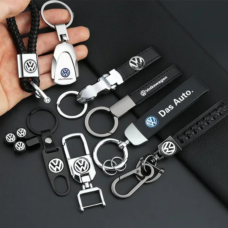 Car  For Volkswagen VW Metal Leather Car Keychain Key Ring Badge Accessories For Volkswagen Golf-5 6 7 MK6 Jetta Lavida Polo Tig