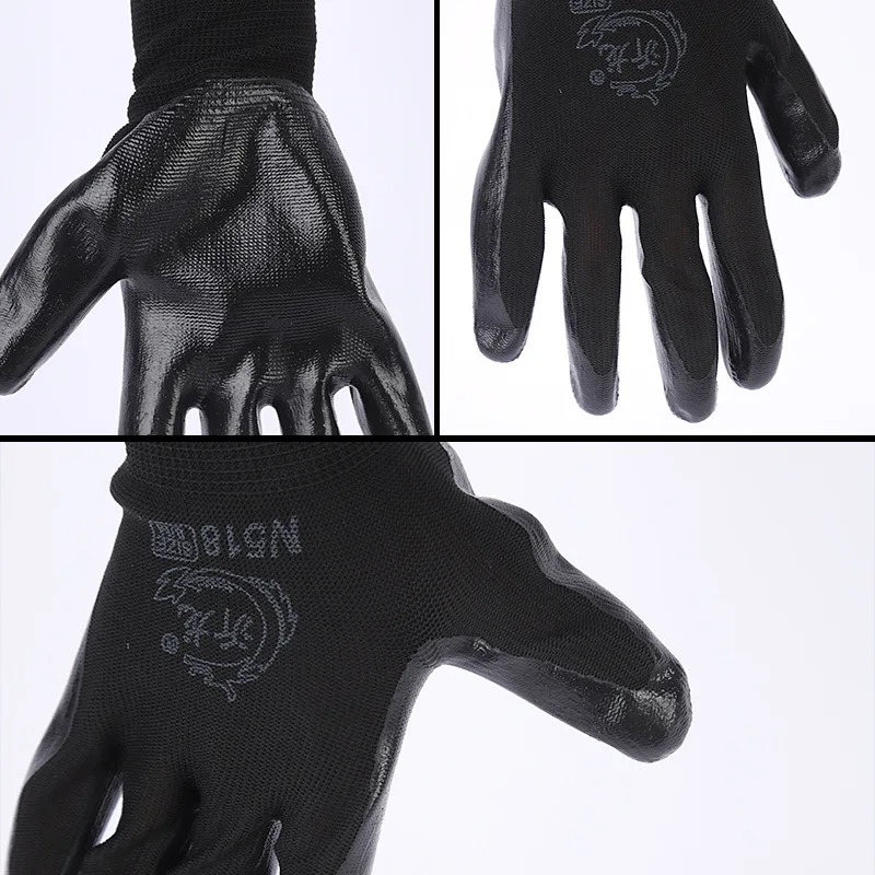 Nitrile Gloves, Wear-resistant Non-slip Dipped Coating Work Gloves, Nylon Labor Safety Protective Gloves for Construction Sites
