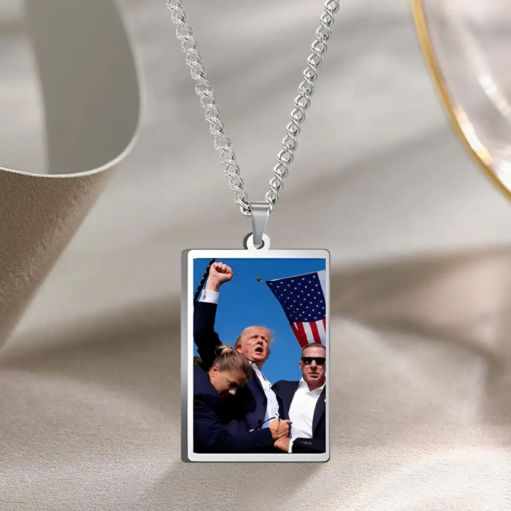 Political Statement Jewelry Trump Supporter Stainless Steel Pendant Necklace for Election Campaign Rally for Surviving for Trump