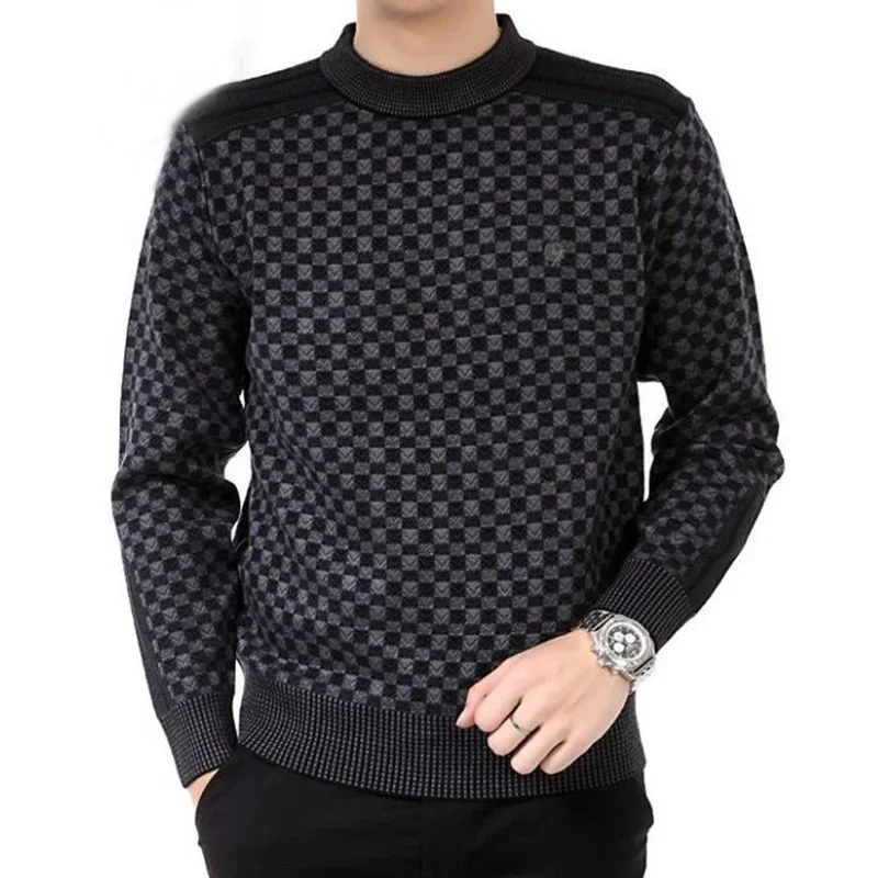 Fashion O-Neck Knitted Spliced All-match Lattice Sweater Men\'s Clothing 2023 Autumn New Casual Pullovers Long Sleeve Korean Tops