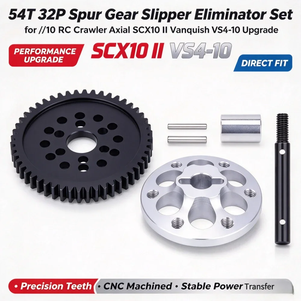 54T 32P Spur Gear Slipper Eliminator Set for 1/10 RC Crawler Axial SCX10 II Vanquish VS4-10 Upgrade