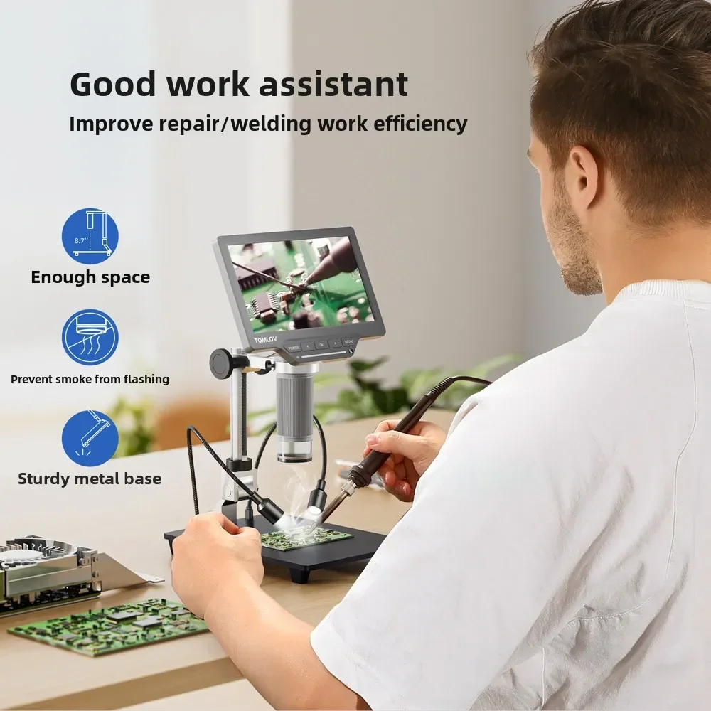 Industrial Magnifier for PCB Soldering Mobile Repair with High Definition Electronic Digital Microscope and Screen QCA