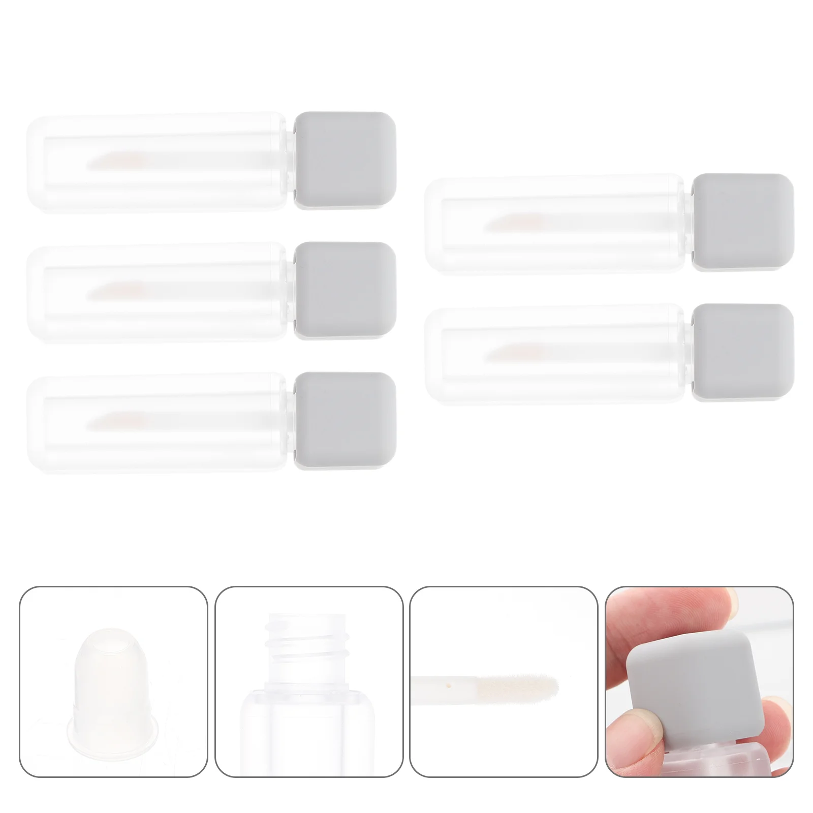 5 قطعة أنابيب ملمع الشفاه الأسطوانية غطاء مانع للتسرب زجاجات صغيرة قابلة لإعادة الملء السفر استخدام أنابيب بلسم الشفاه زجاجات أحمر الشفاه الصغيرة #5