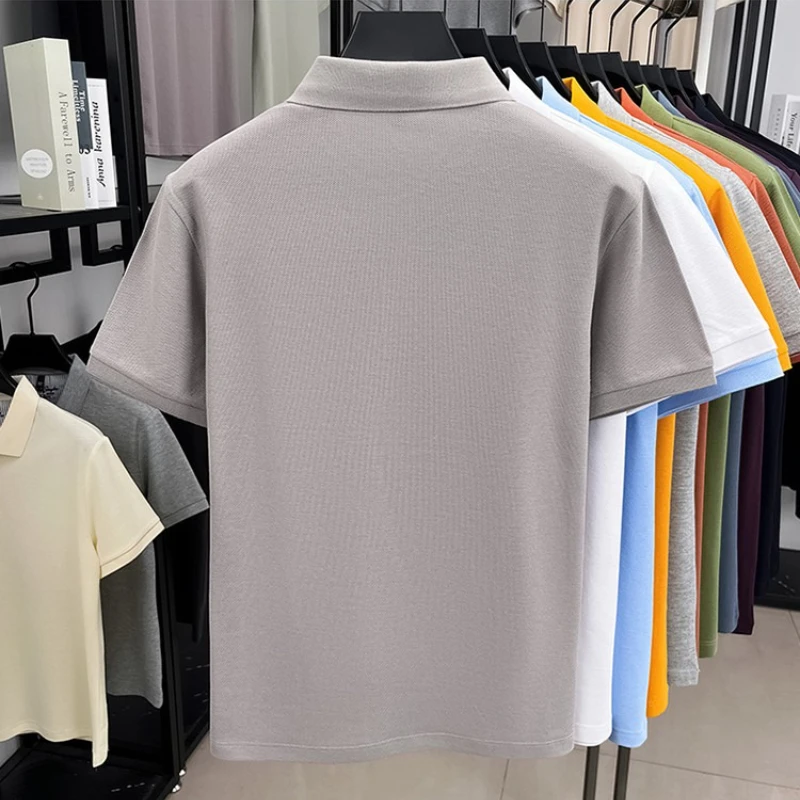 100% القطن 2025 الصيف الساخن التلبيب كم قصير بولو سليم صالح الأعمال عادية تي شيرتات قصيرة الاكمام الراقية جودة 11 ألوان