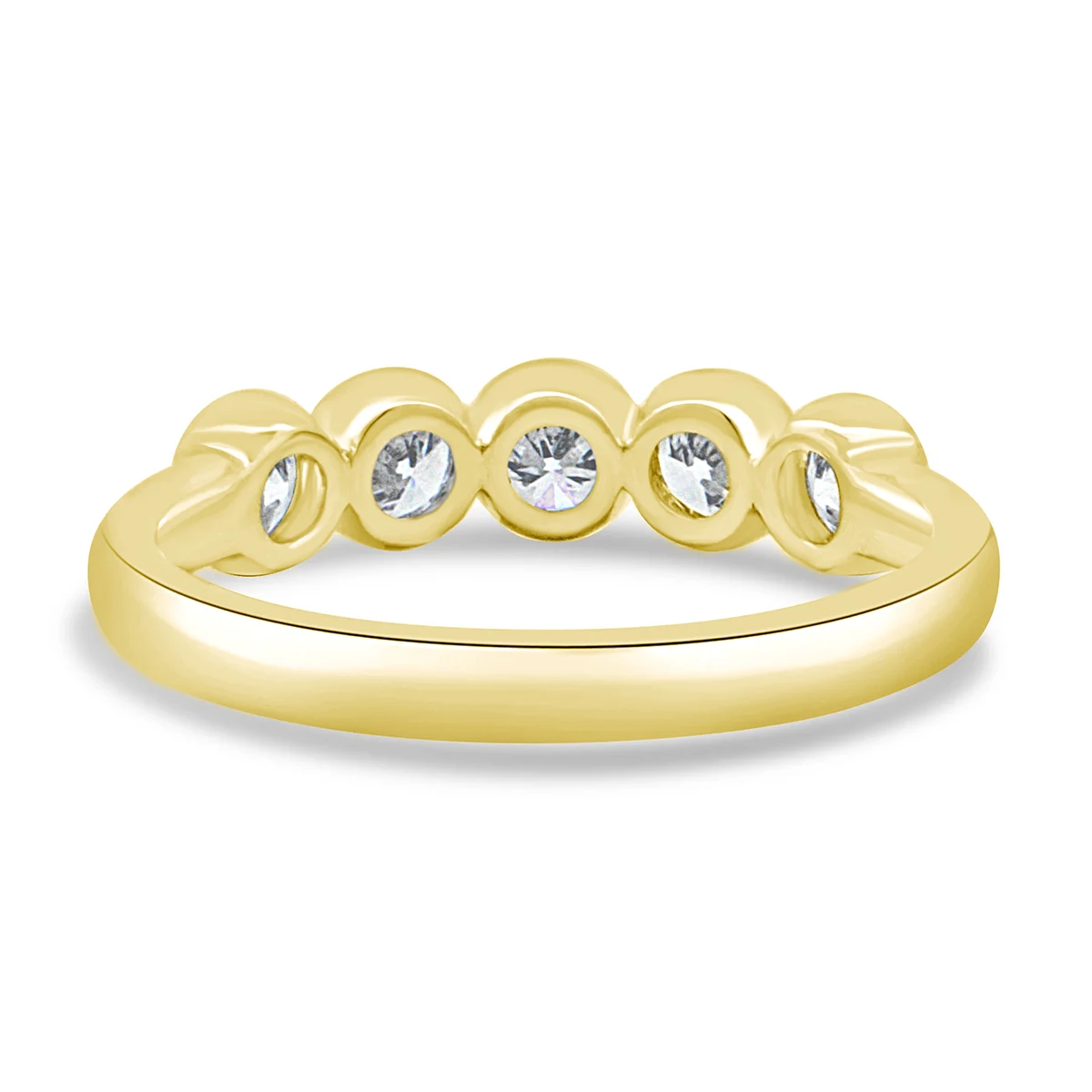 14K Gold Filled 5 Stone Bezel Set Moissanite Ring Thich Durable Band for Women Anniversary Gift 5% 14K Gold 925 Silver Base