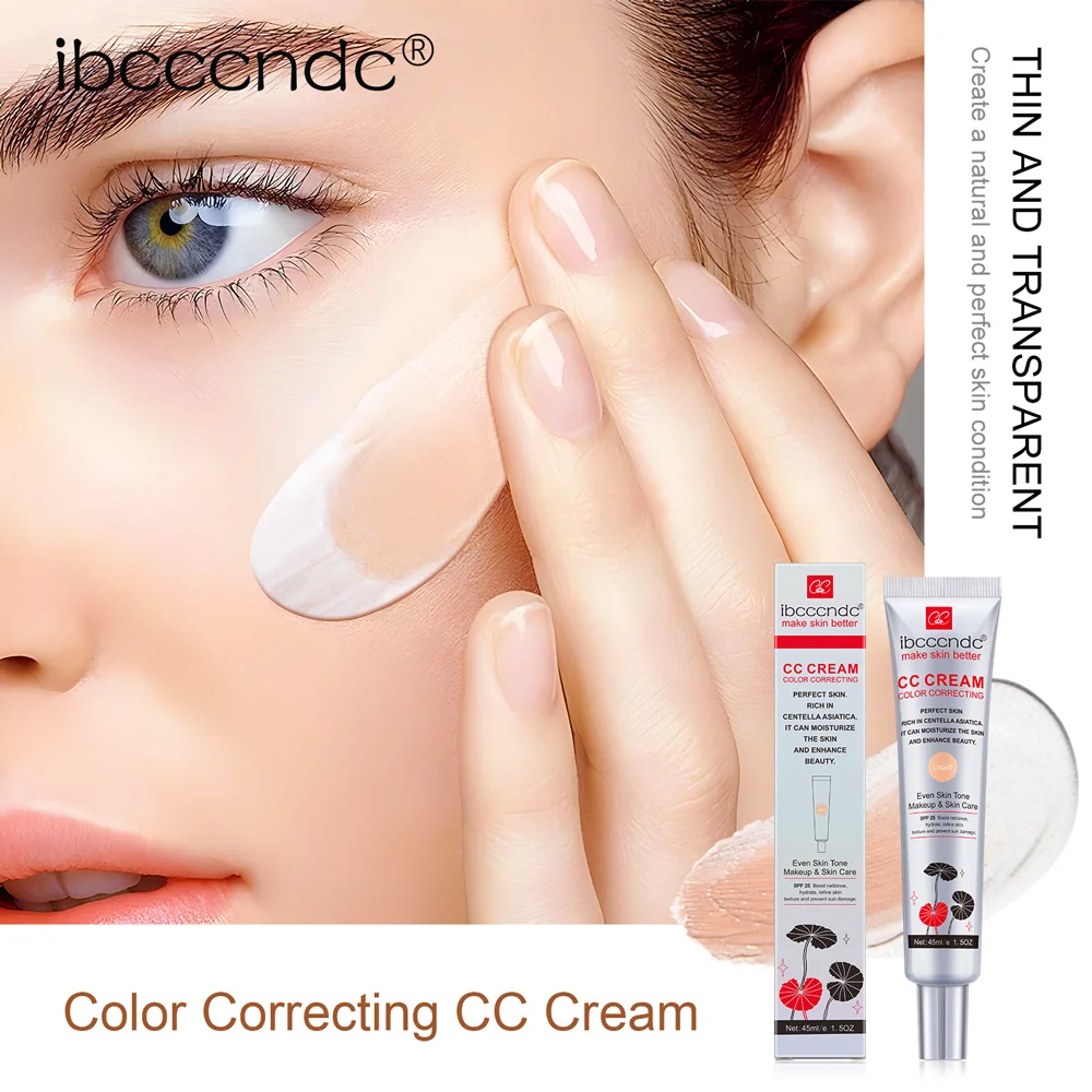 Crema CC iluminadora, corrector de Color, Base hidratante Natural de larga duración, corrector SPF 25, Base de maquillaje de protección solar