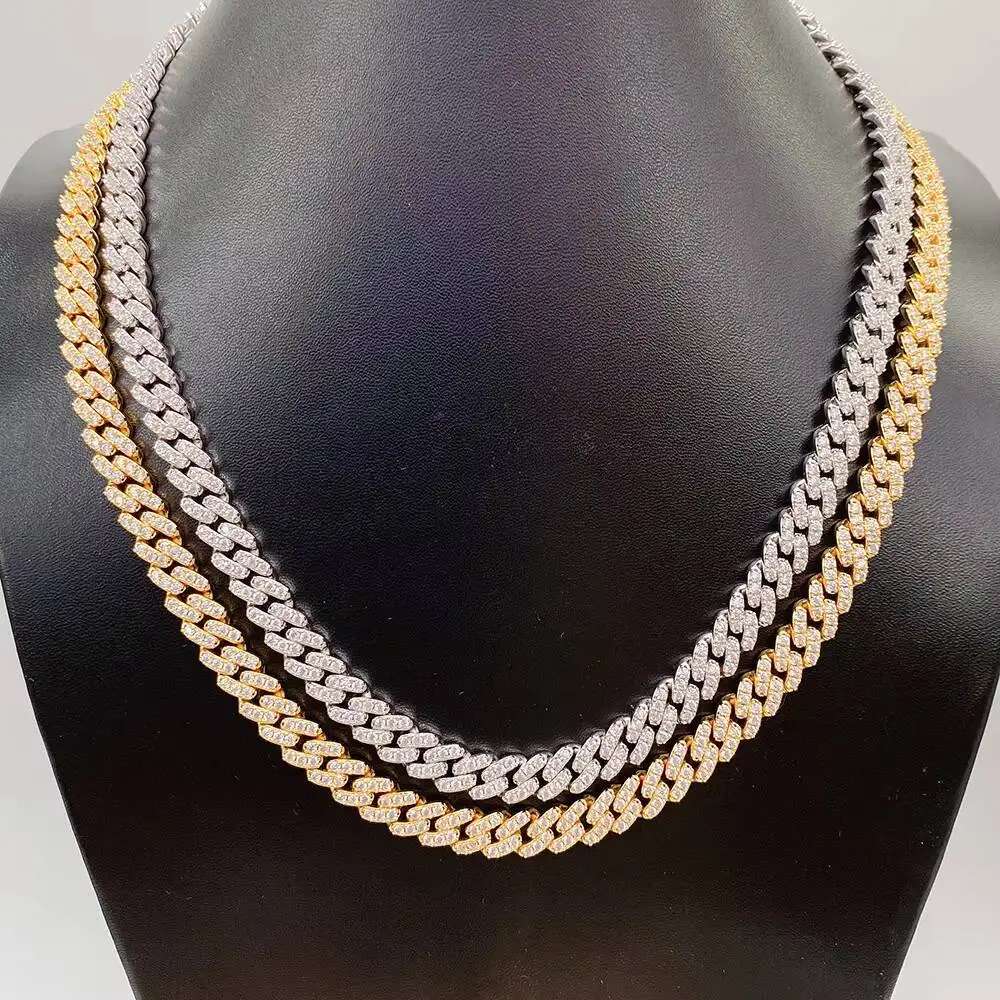 Luxury Moissanite Hip Hop Jewelry 8mm Cuban Link Chain 925 Sterling Silver Moissanite Chain Cuban.