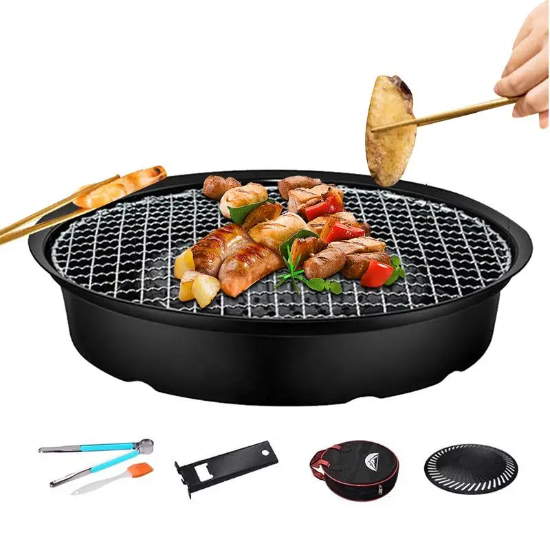 

Portable Korean Grill Pan Barbecue Oven Outdoor Camping Grill Pan Non-Stick BBQ Pan Grill Plate Stove Grill Roasting Meat Tool